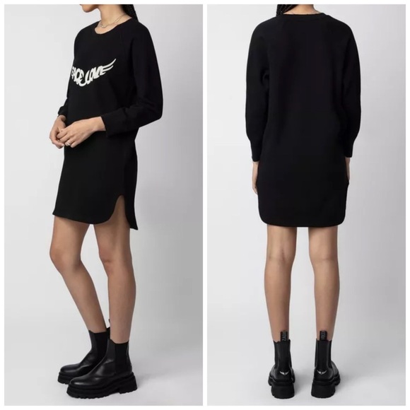 Zadig & Voltaire Diaz Peace & Love Dress Size Small NWT Black & White - Picture 1 of 15